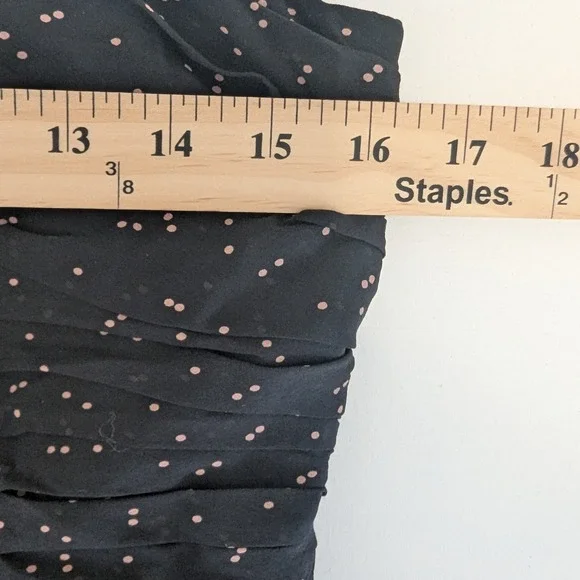 VTG Y2K Kay Unger Black Polka Dot Ruched Strapless Dress Silk Chiffon Tiered 12 - Picture 7 of 9
